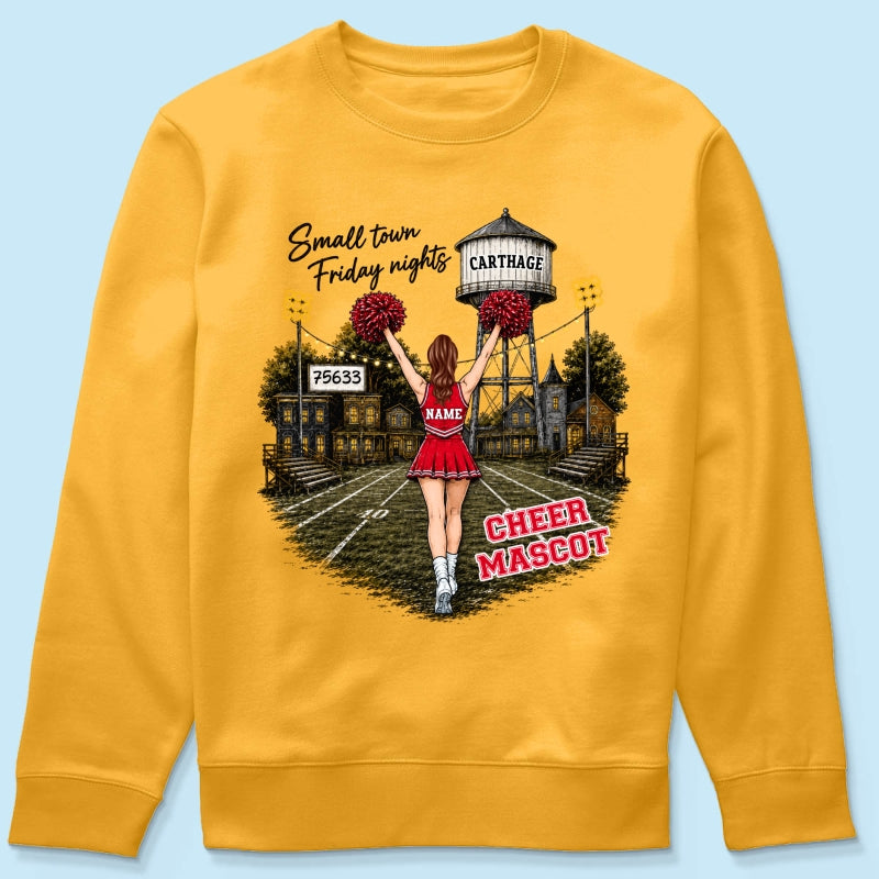 Custom Town Name & Zip Code Cheerleader - Personalized Shirt - Hometown Spirit, Big Dreams Football