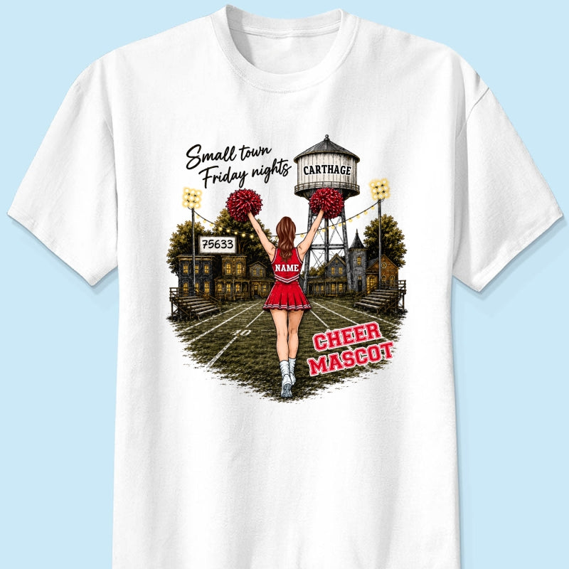 Custom Town Name & Zip Code Cheerleader - Personalized Shirt - Hometown Spirit, Big Dreams Football