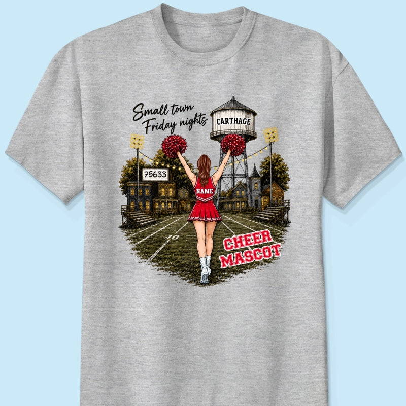 Custom Town Name & Zip Code Cheerleader - Personalized Shirt - Hometown Spirit, Big Dreams Football