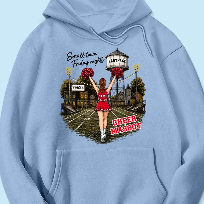 Custom Town Name & Zip Code Cheerleader - Personalized Shirt - Hometown Spirit, Big Dreams Football