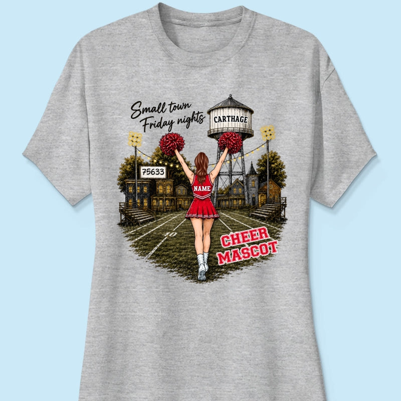 Custom Town Name & Zip Code Cheerleader - Personalized Shirt - Hometown Spirit, Big Dreams Football