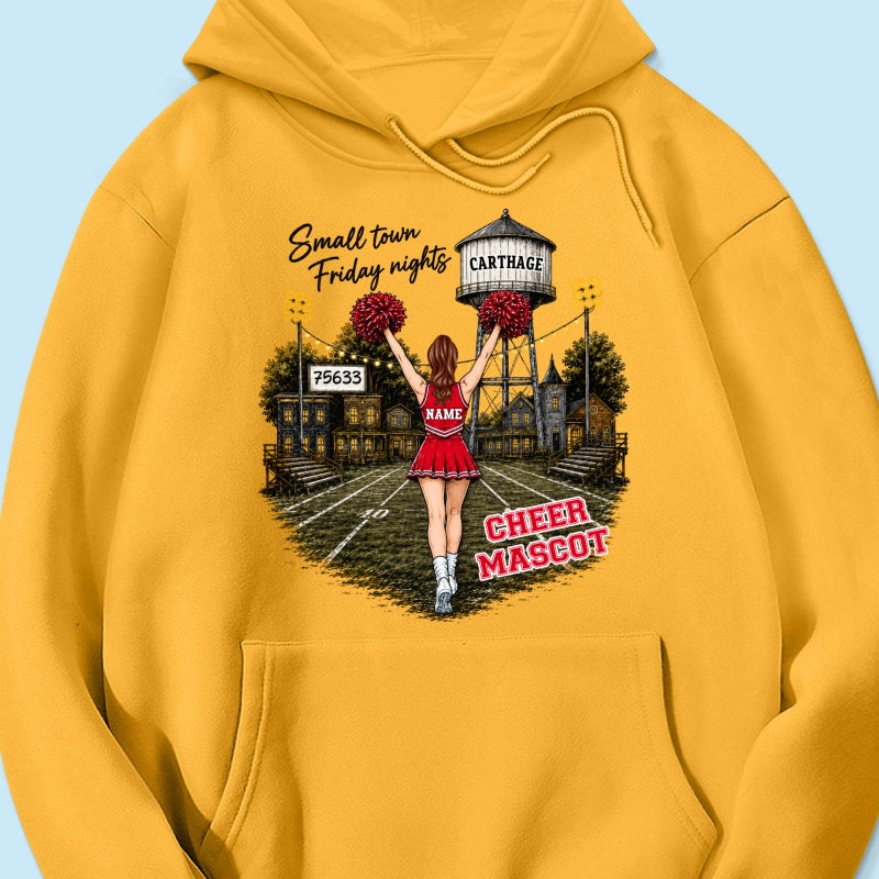 Custom Town Name & Zip Code Cheerleader - Personalized Shirt - Hometown Spirit, Big Dreams Football