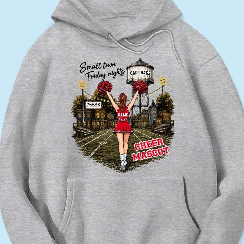 Custom Town Name & Zip Code Cheerleader - Personalized Shirt - Hometown Spirit, Big Dreams Football