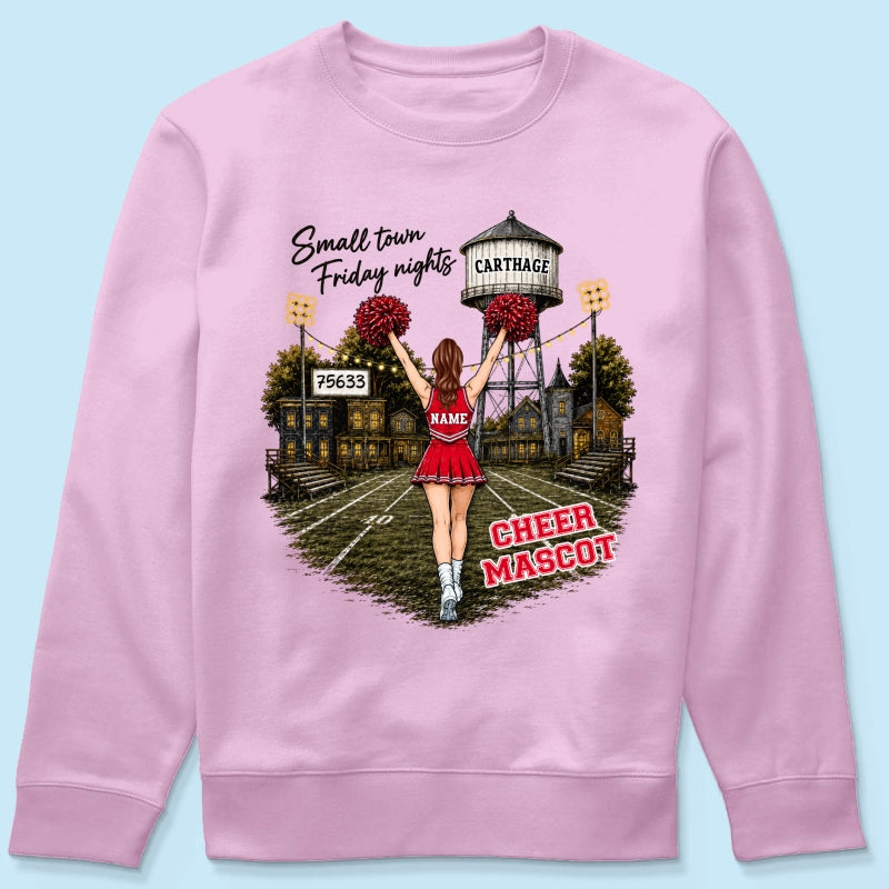 Custom Town Name & Zip Code Cheerleader - Personalized Shirt - Hometown Spirit, Big Dreams Football