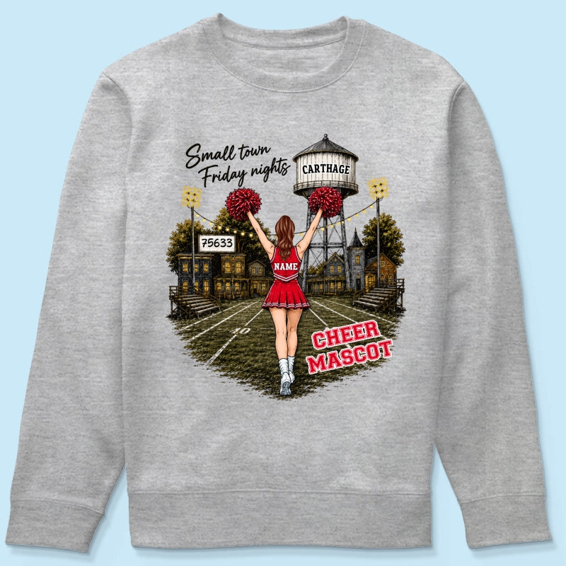 Custom Town Name & Zip Code Cheerleader - Personalized Shirt - Hometown Spirit, Big Dreams Football