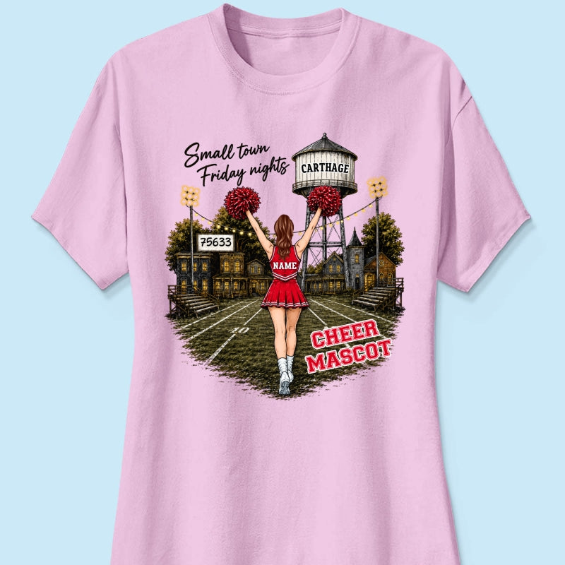 Custom Town Name & Zip Code Cheerleader - Personalized Shirt - Hometown Spirit, Big Dreams Football