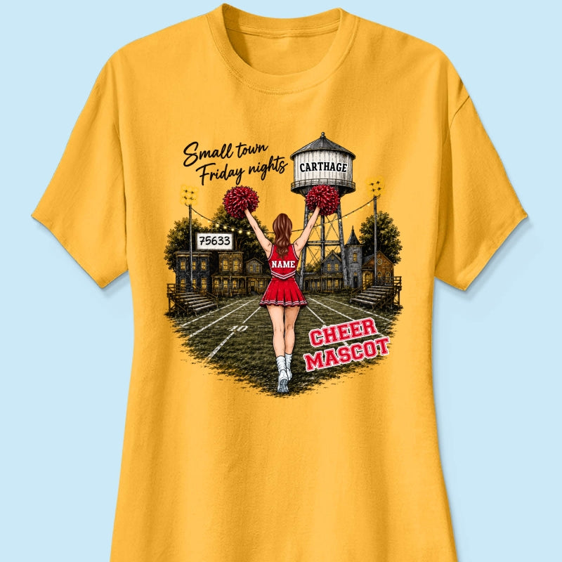 Custom Town Name & Zip Code Cheerleader - Personalized Shirt - Hometown Spirit, Big Dreams Football