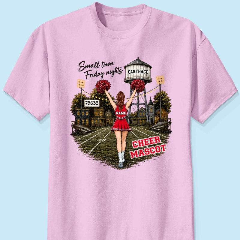 Custom Town Name & Zip Code Cheerleader - Personalized Shirt - Hometown Spirit, Big Dreams Football