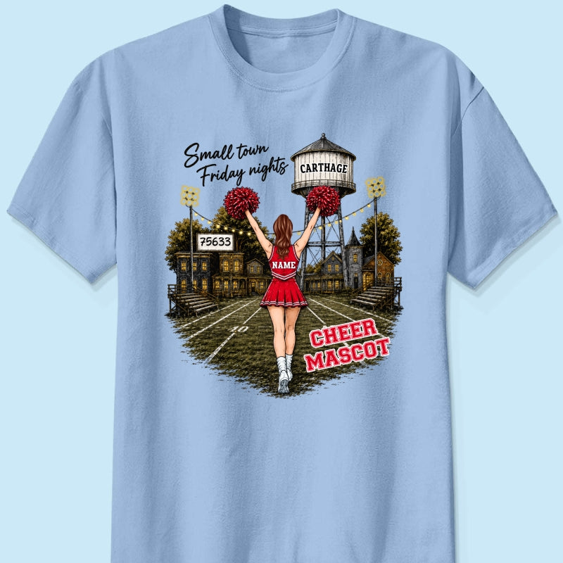 Custom Town Name & Zip Code Cheerleader - Personalized Shirt - Hometown Spirit, Big Dreams Football