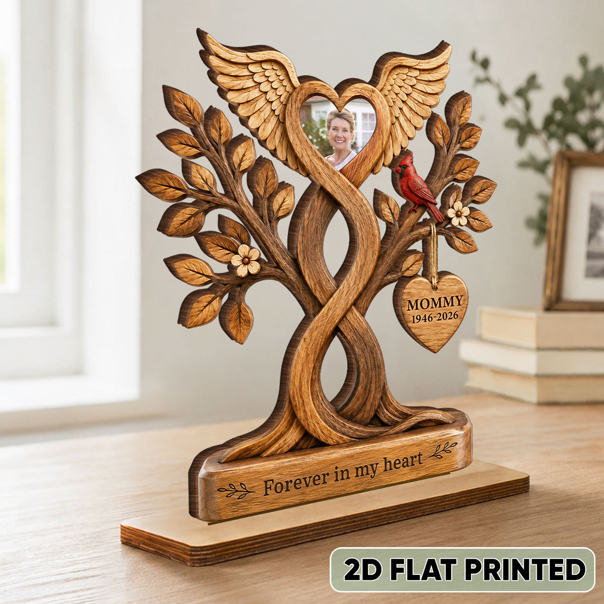 Forever in Our Hearts Memorial - Personalized 2-Layered Wooden Plaque - Heartfelt Sympathy Gift for Loved Ones
