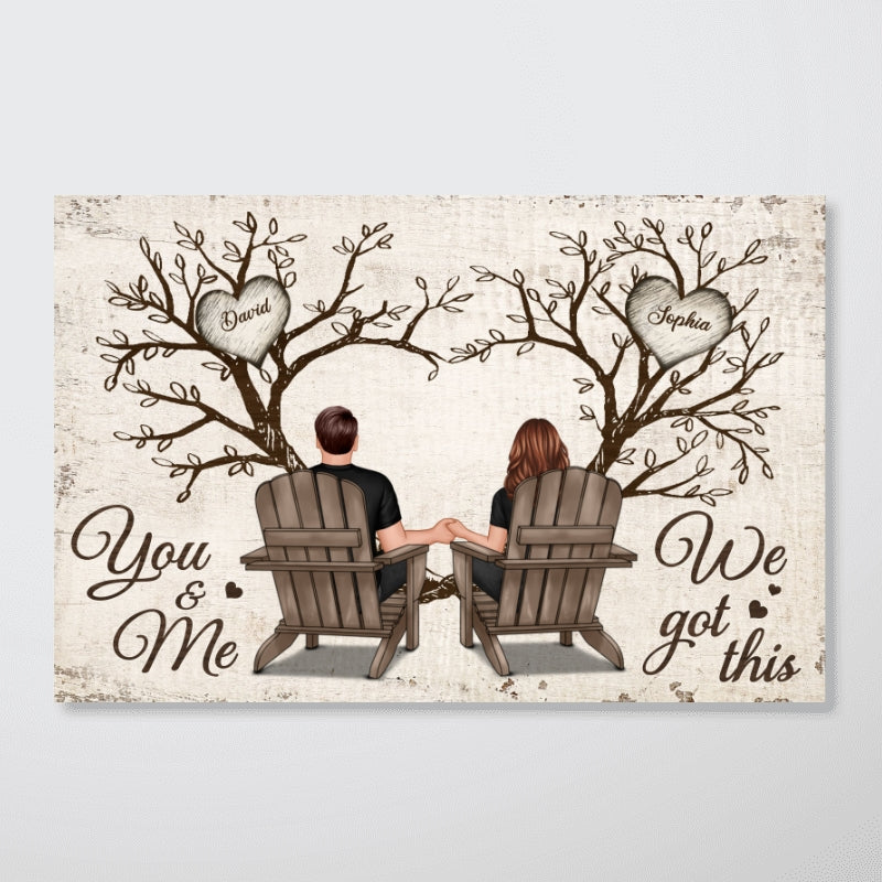 Favorite Place Is Next To You Couple Back View Under Heart Tree Personalized Poster