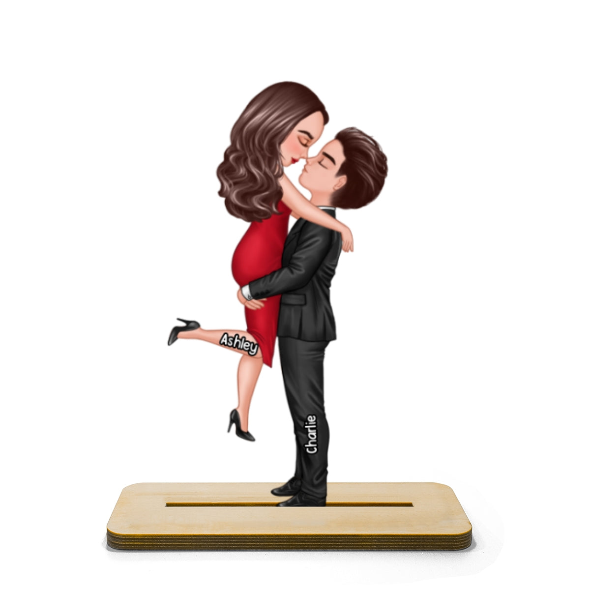 Hugging Kissing Couple Home Decor Gift For Him Gift For Her Personalized Standing Wooden Plaque