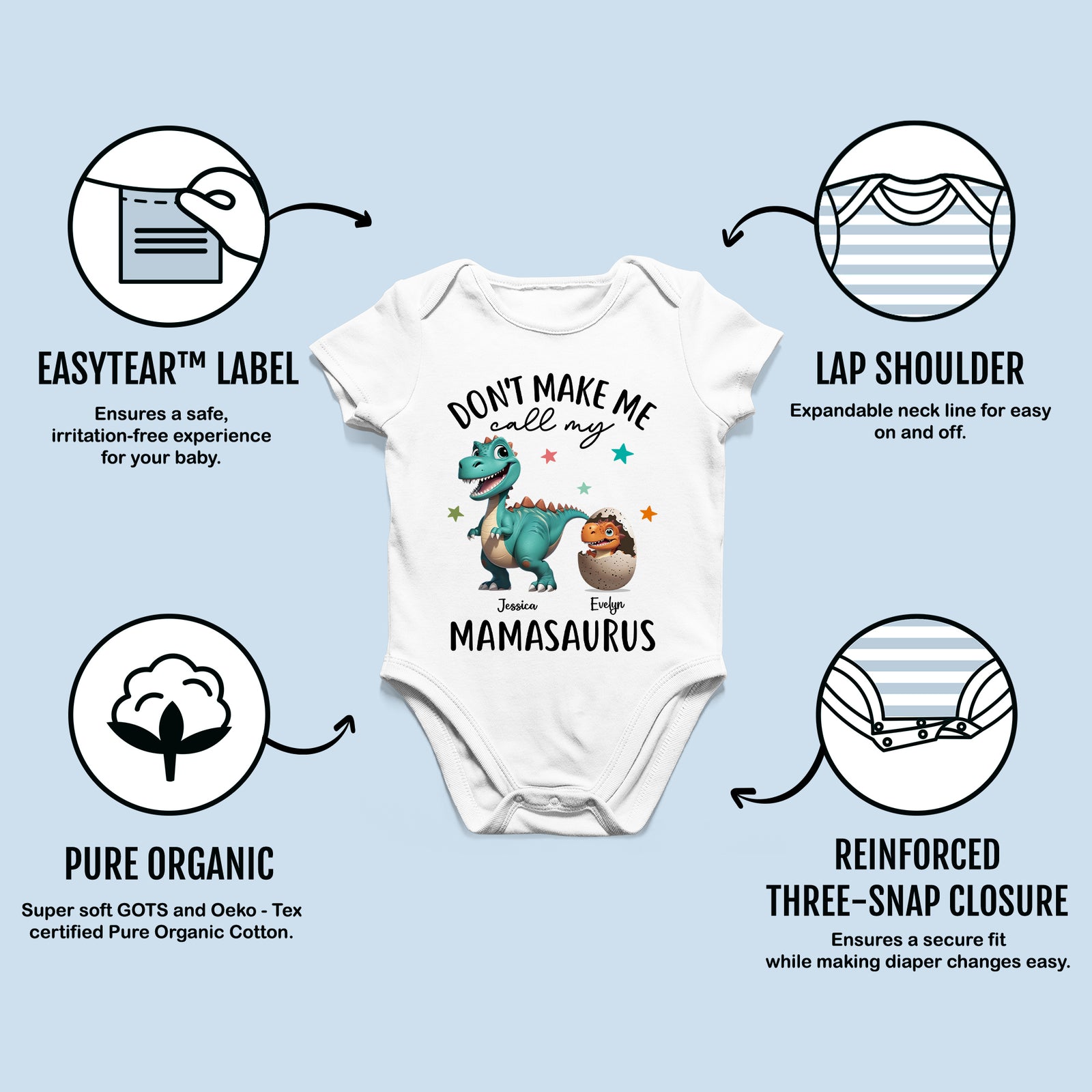 Don't Make Me Call My Mamasaurus Grandmasaurus Personalized Baby Onesie