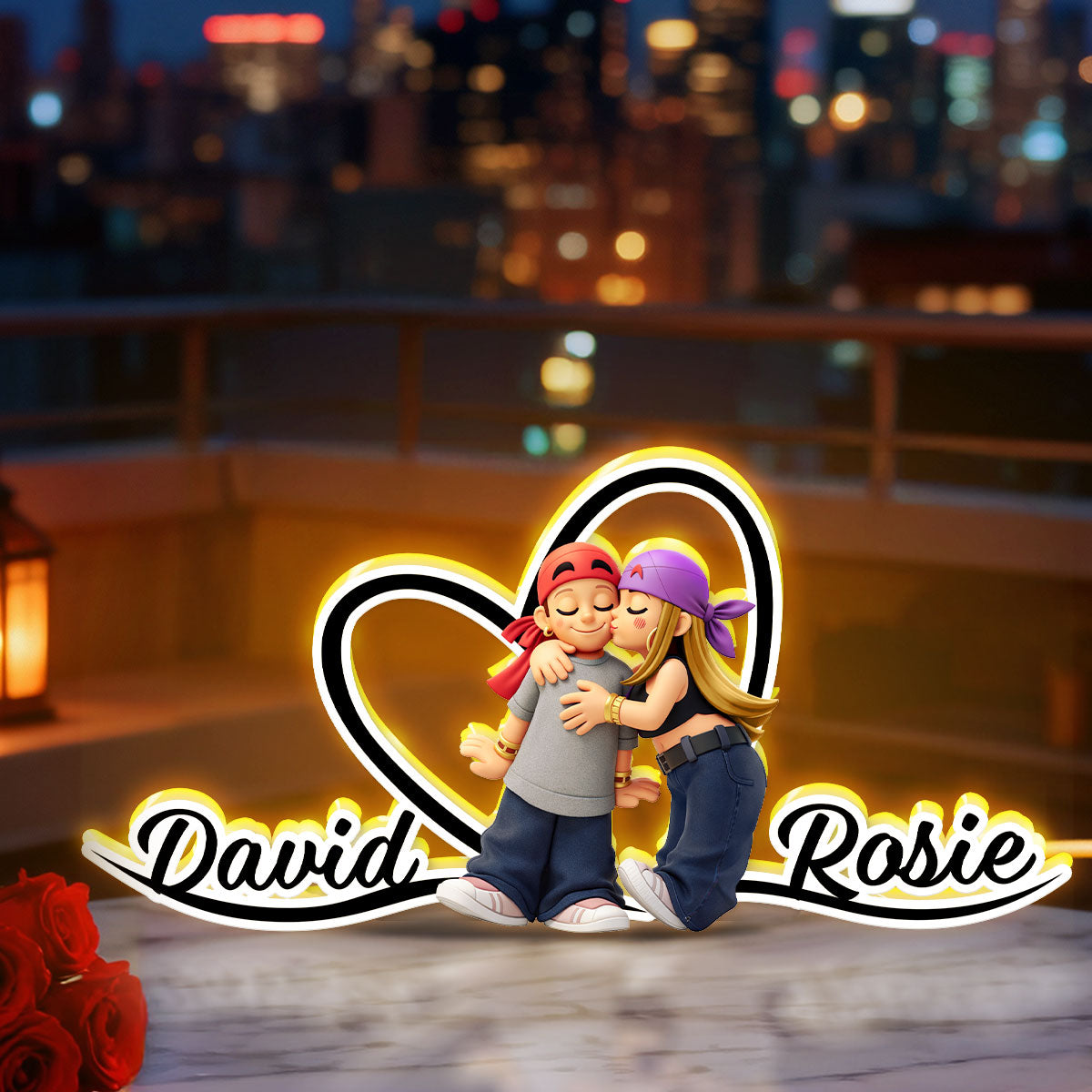 Y2K Couple Kissing - Personalized Light Box - Gift for Couple, for Him, for Her