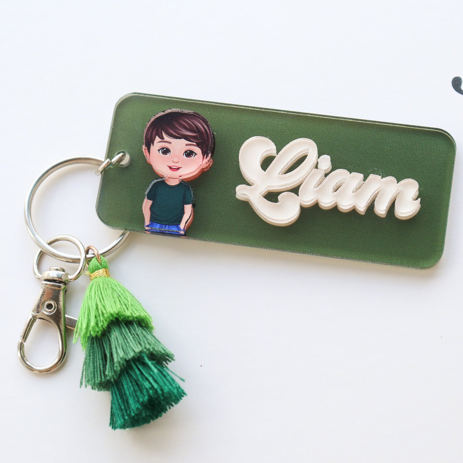 Cute Kid Personalized 2-Layer Acrylic Keychain, Name Tag, Back To School Gift