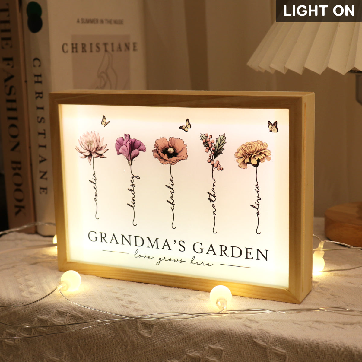 Grandma‘s Garden Love Grows Here Unique Gift For Mom Grandma Personalized Luminous Frame Light Box