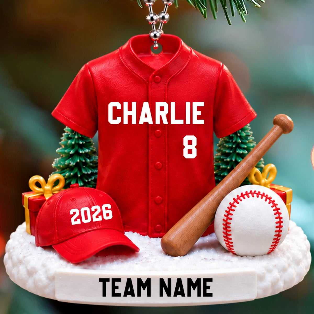 Proud Baseball Player Uniform - Personalized 3D Printed Ornament - Real 3D Ornament, Christmas Gift For American Football Players, Grandson, Son, Granddaughter, Daughter