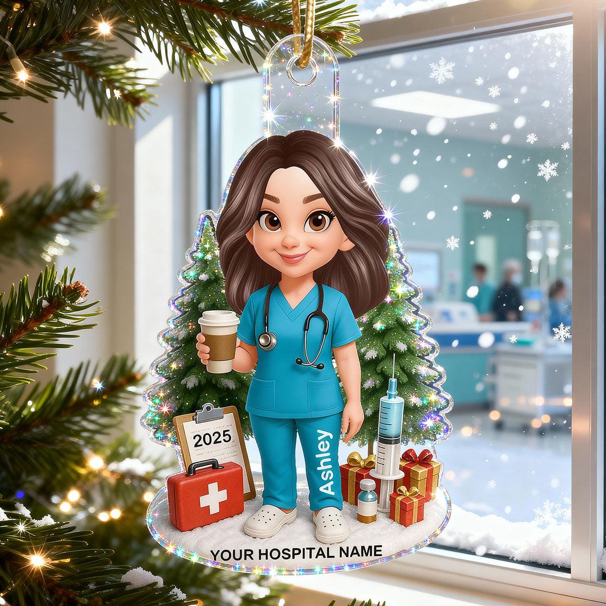 3D Effect Proud Nurse With Signature Symbols Christmas - Personalized Acrylic Ornament - Christmas Gift For Nurses
