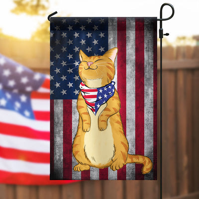 Standing Cat 4th Of July Independence Day Personalized Garden Flag