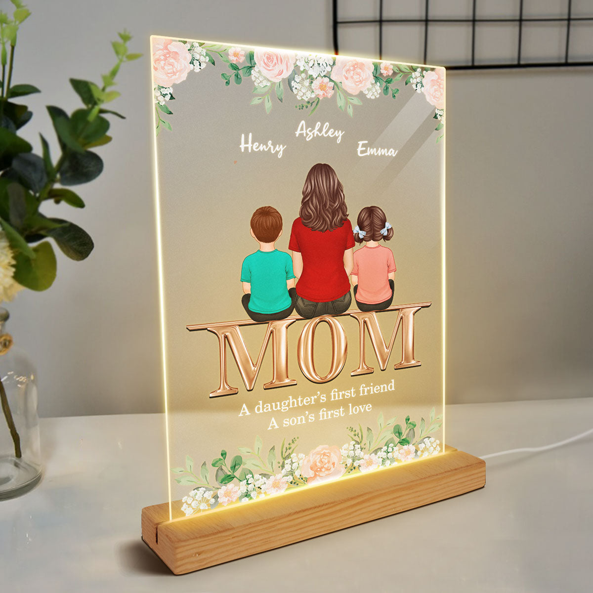 Mom Daughter First Friend Son First Love Personalized Acrylic LED Lamp Night Light