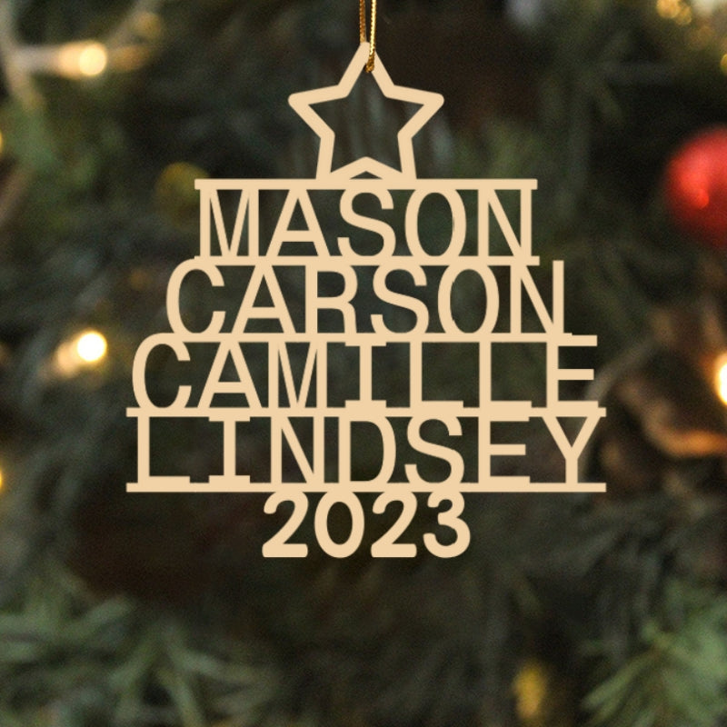 Family Members Names Christmas Decor Personalized Wooden Ornament