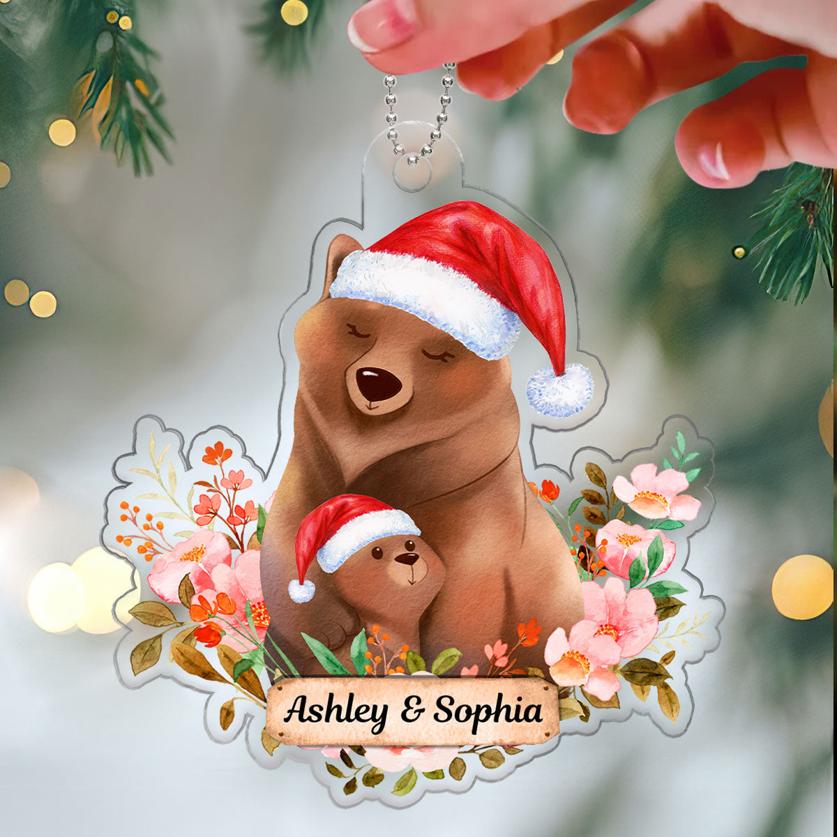 Grandma And Grandkid Mom And Kid Animal Collection Personalized Acrylic Ornament
