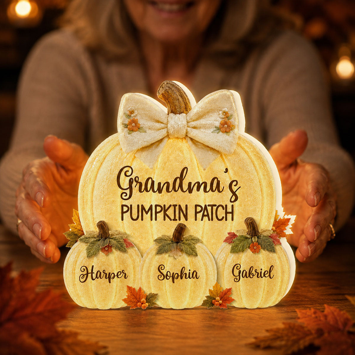Grandma's Pumpkin Patch Glowing 2D Flat Printed - Personalized Light Box - Fall Season Decor For Grandma