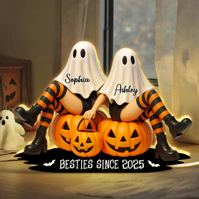 Ghost Besties Sitting Personalized Light Box, Halloween Decor for Besties, Gift for Best Friends