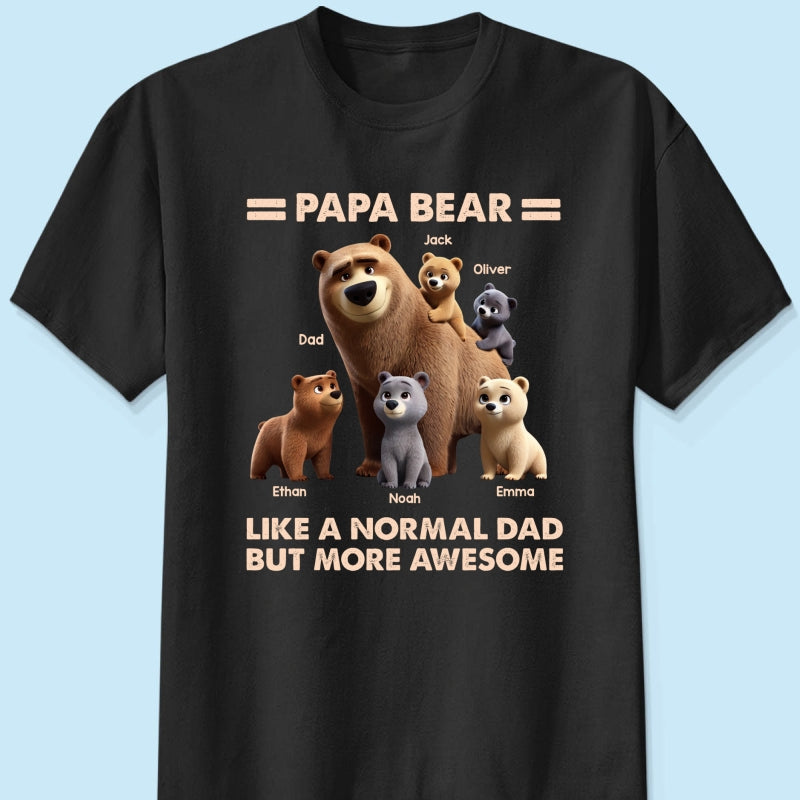 Papa Bear And Kids 3D Cute Personalized Shirt, Father's Day gift for Dads, Grandpas