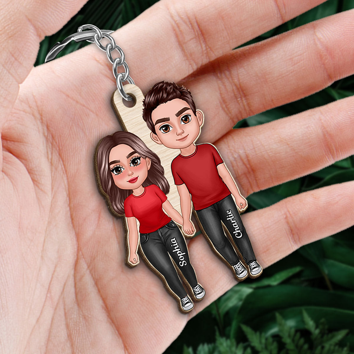 Doll Couple Hand In Hand I Choose You Gift For Him Gift For Her Keepsake Personalized Wooden Keychain
