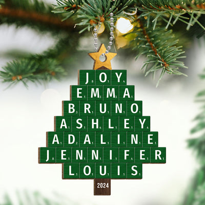 Christmas Tree Family Word Art Unique Christmas Decor Personalized Wooden Ornament