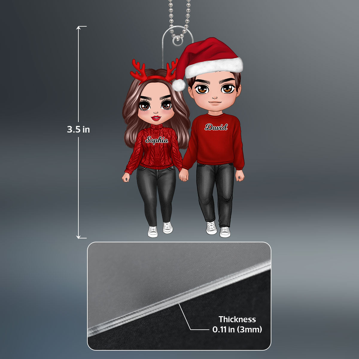 Doll Couple Standing Christmas Gift For Him For Her Personalized Acrylic Ornament
