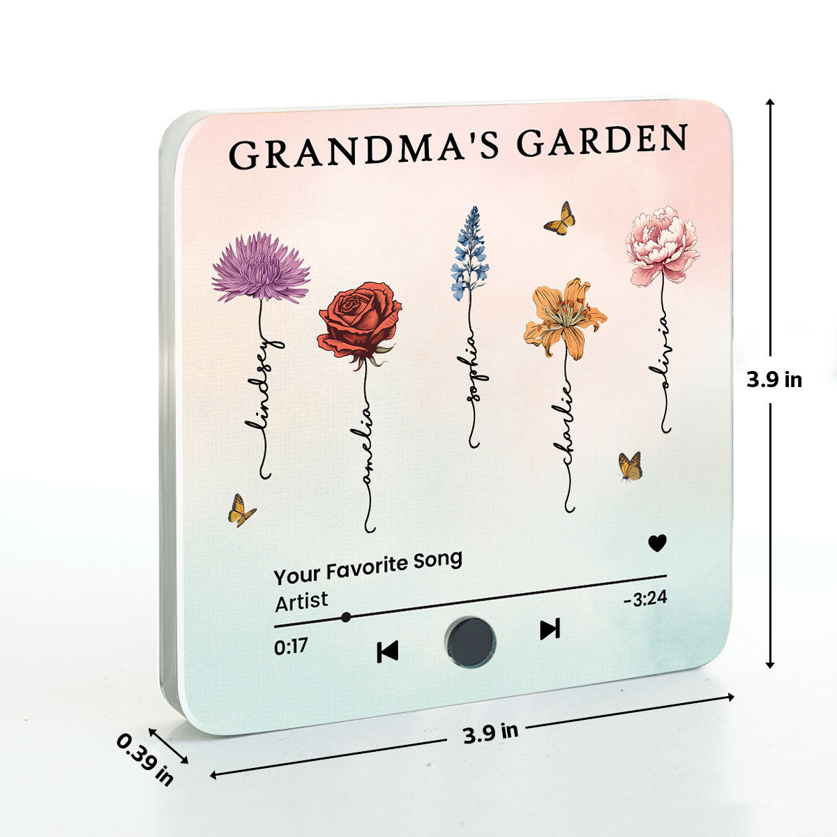 Grandma's Kitchen Birth Month Flower Personalized Music Fridge Magnet, Heartfelt Gift, Birthday Gift for Grandma