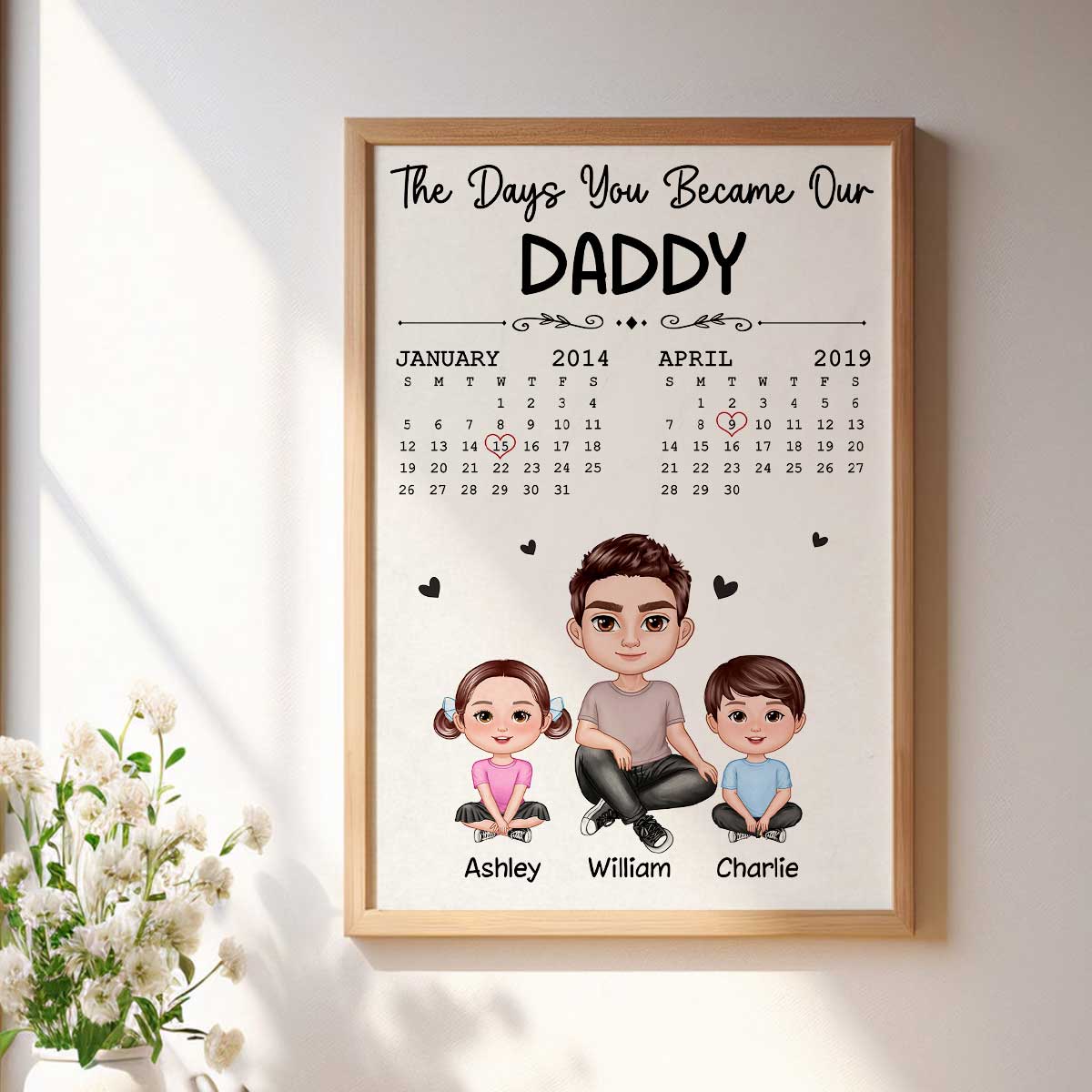 The Days You Became Our Dad Man & Doll Kids Personalized Poster, Gift For Dad