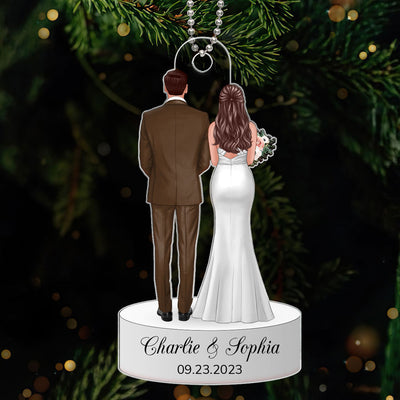Bride & Groom Back View Wedding Keepsake Christmas Decor Personalized Acrylic Ornament