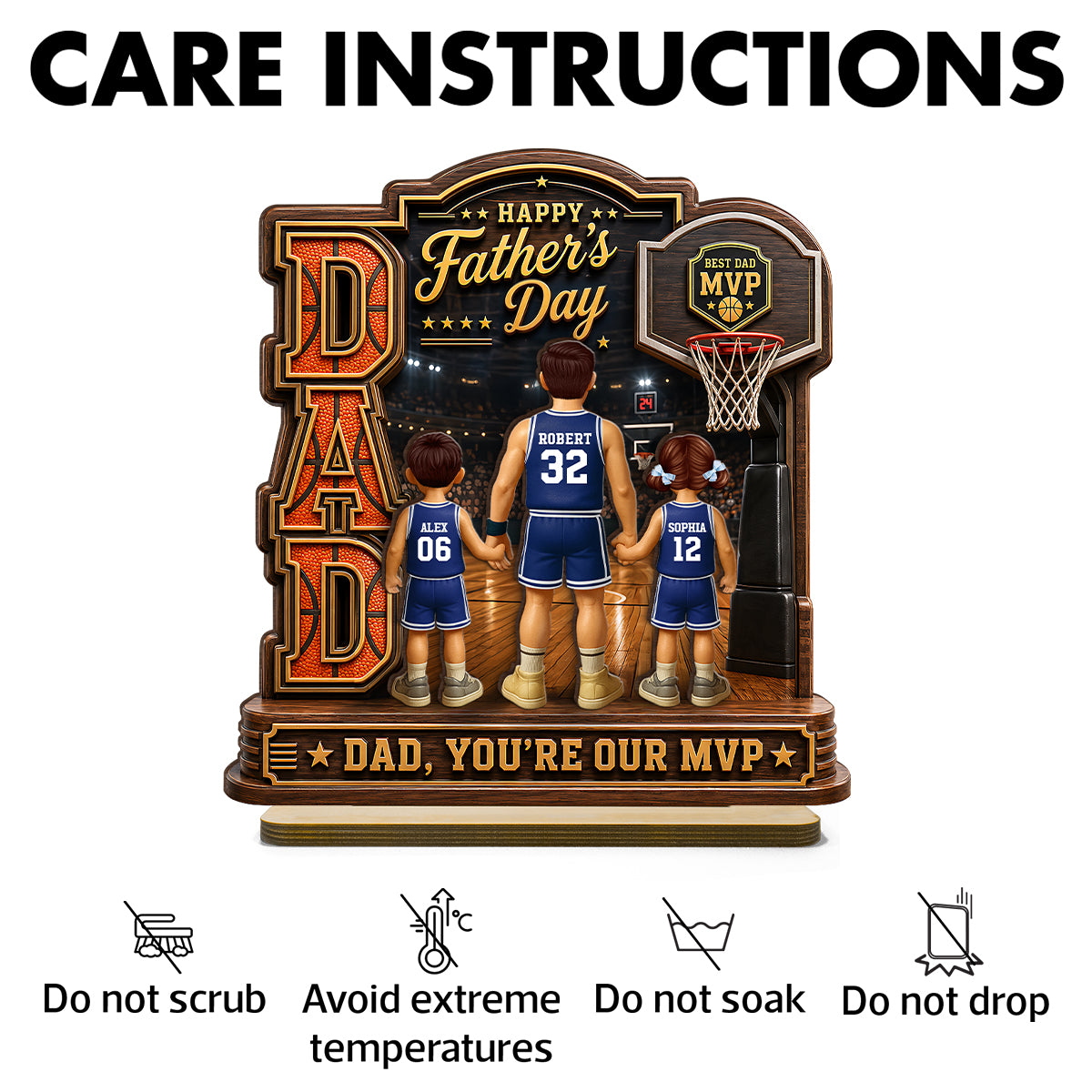 The MVP Dad Basketball - Personalized 2-Layered Wooden Plaque - Father's Day Gift For Dad, Husband