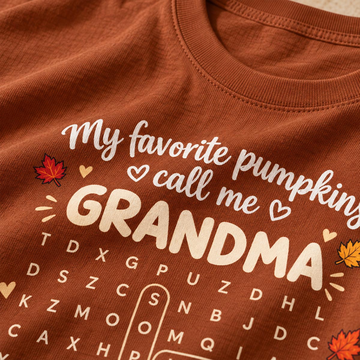 Favorite Pumpkins Call Me Grandma Word Search Puzzle - Personalized Shirt - Fall Season Gift For Grandma