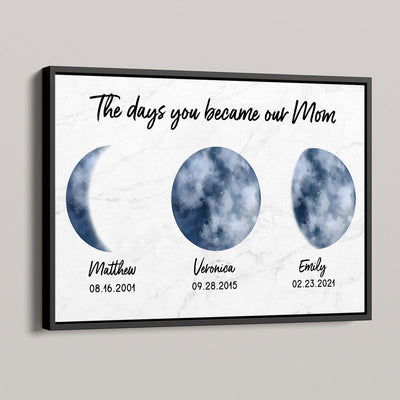 Custom Colorful Birth Moon Phase The Day You Become My Mom Grandma Personalized Poster, Gift