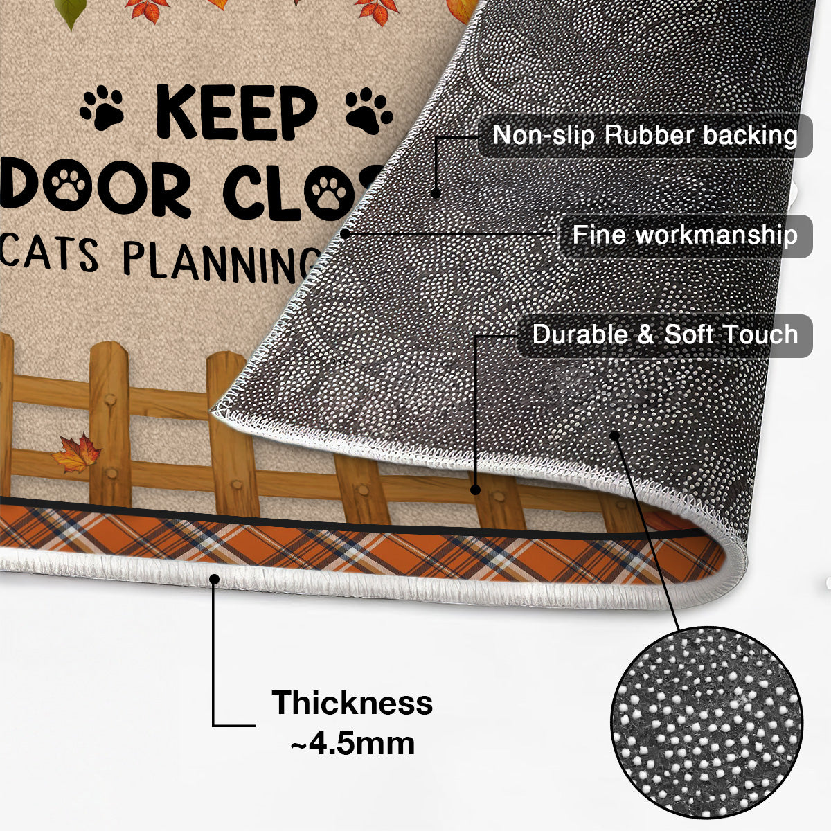 Keep Door Closed Fluffy Cats Fall Season Personalized Doormat