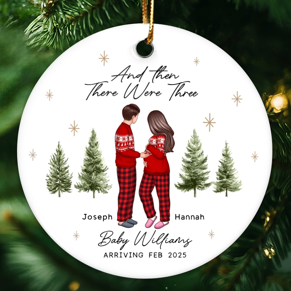 And Then There Were Three - Pregnancy Announcement Ornament - Baby Coming Soon Ornament - Ornament for Baby - Expecting Mom Gift