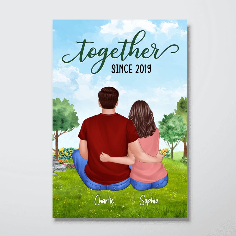Couple Sitting Back View In The Park Personalized Vertical Poster