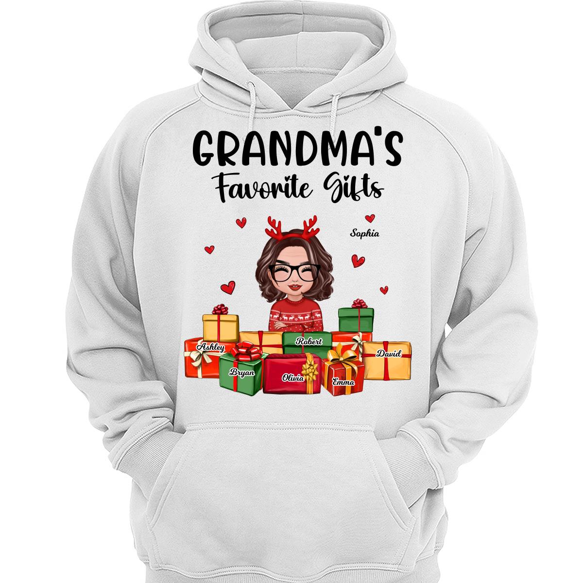 Christmas Cute Grandma Favorite Gifts Grandkids Names Personalized Shirt