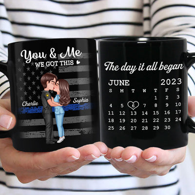You & Me We Got This Hero Couple Kissing Anniversary Calendar Keepsake Personalized Mug