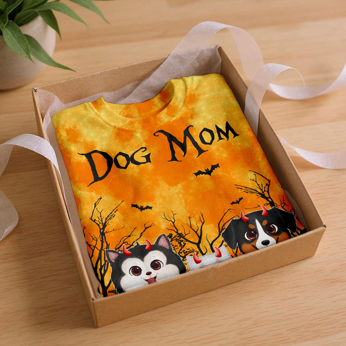 Dog Mom Halloween Moon Light Bat Tree Cute Cartoon Dog Personalized Shirt, Pawfect Costume for Dog Lover