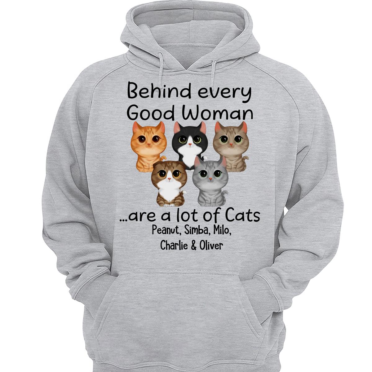 Behind Every Good Woman Are Watercolor Cute Cats Personalized Shirt