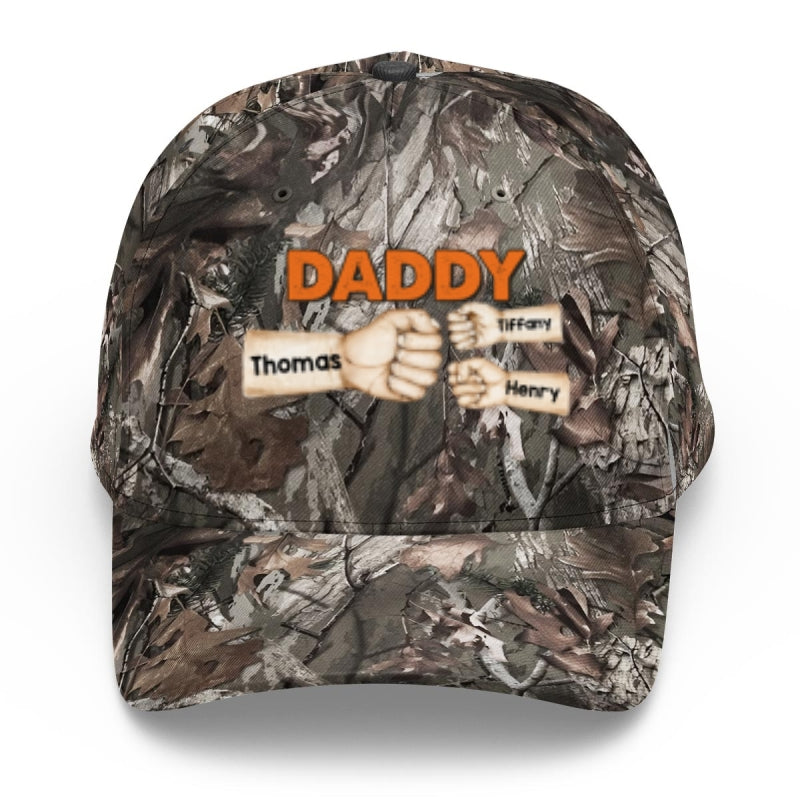 Camouflage Pattern Dad Fist Bump Personalized Classic Cap, Gift For Dad