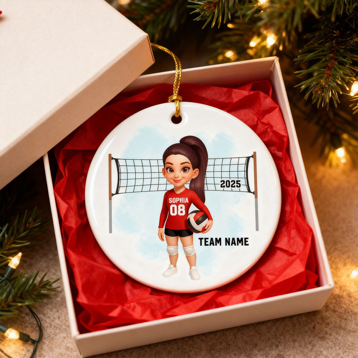 Christmas Volleyball Player - Personalized Ceramic Ornament - Gift For Volleyball Lovers, School Volleyball Team