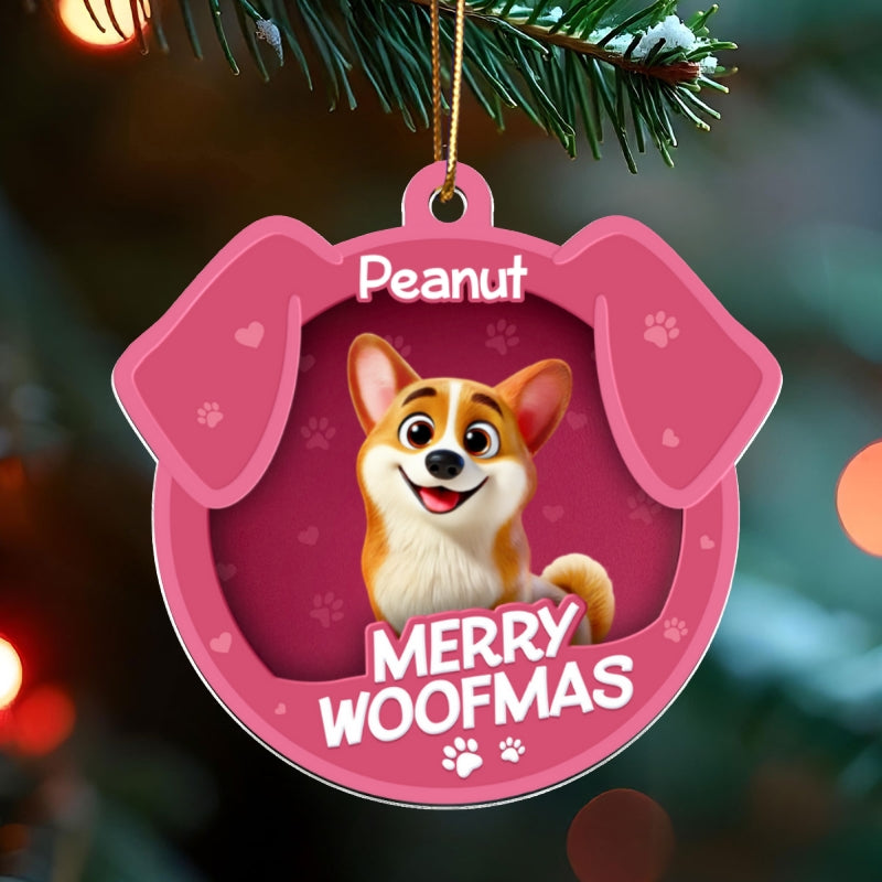 Furry Joy Dog Face 3D Effect Toy Box Personalized Acrylic Ornament, Christmas Gift for Dog Lovers