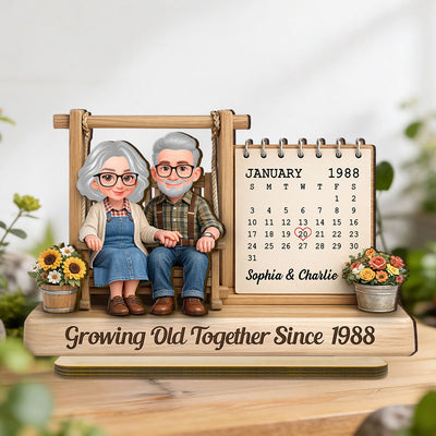 Couple Growing Old Together - Personalized Wooden Plaque - Sentimental Anniversary Gift for him, for her