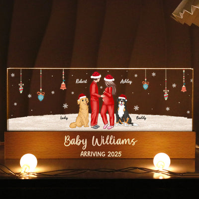 Personalized Pregnancy LED, Expecting Family Christmas Personalized Acrylic Block LED Night Light, New Mom Christmas Gift